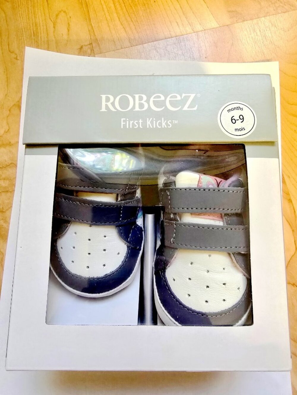 Robeez Dark Blue Leather Sneaker Shoes Girl 6-9M